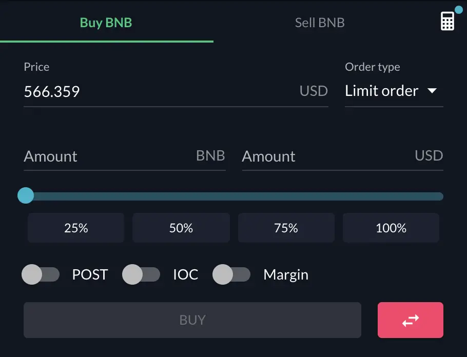 FTX Buy BNB USD