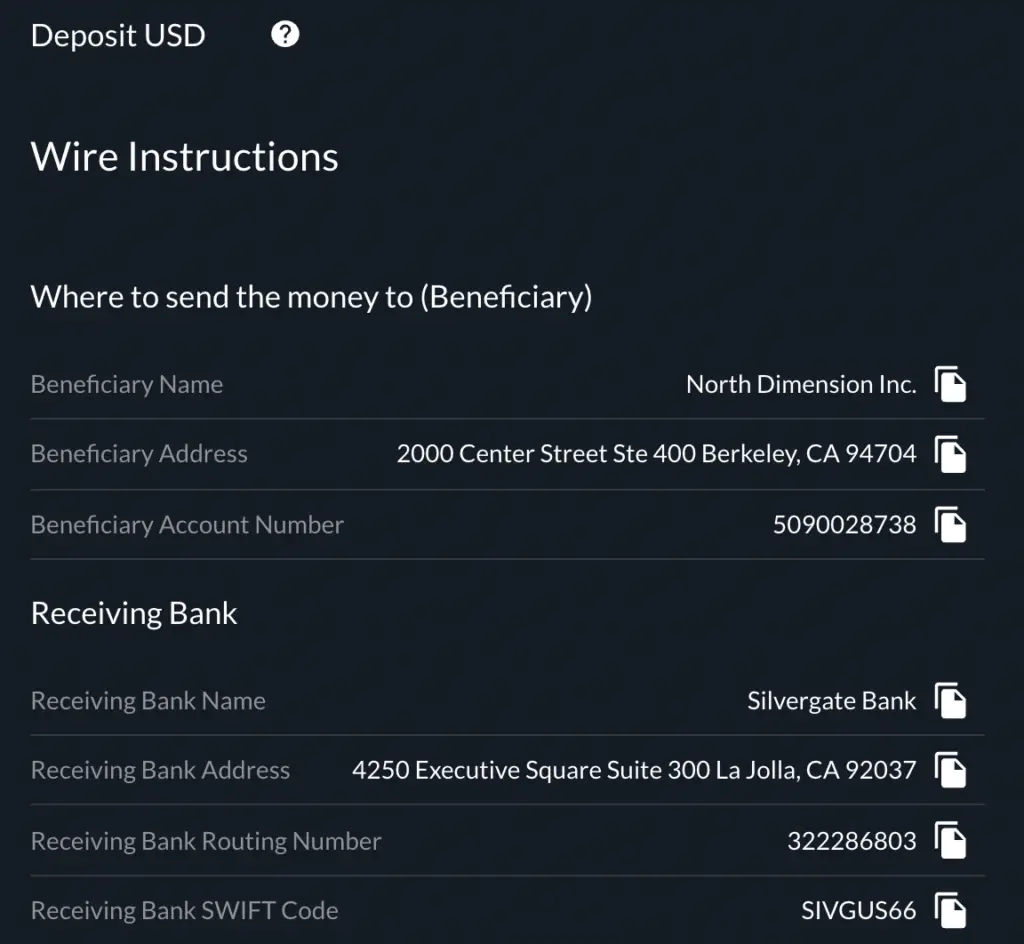 FTX Deposit USD Details
