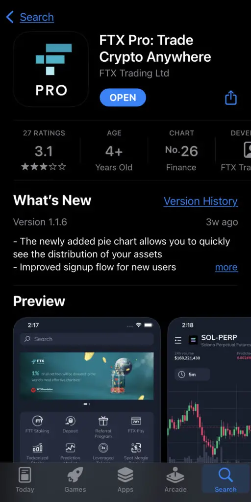 FTX Pro App Store
