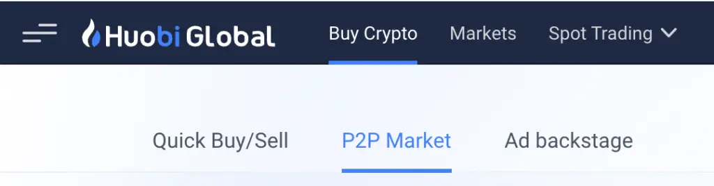 Huobi Select P2P Market