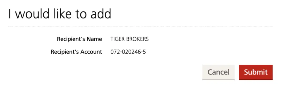 Tiger Brokers Add As Recipient DBS