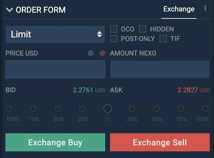 Bitfinex Sell NEXO To USD