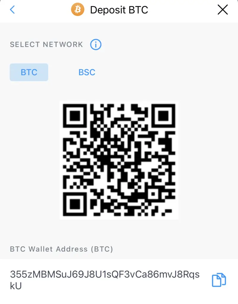Crypto.com BTC Deposit Address