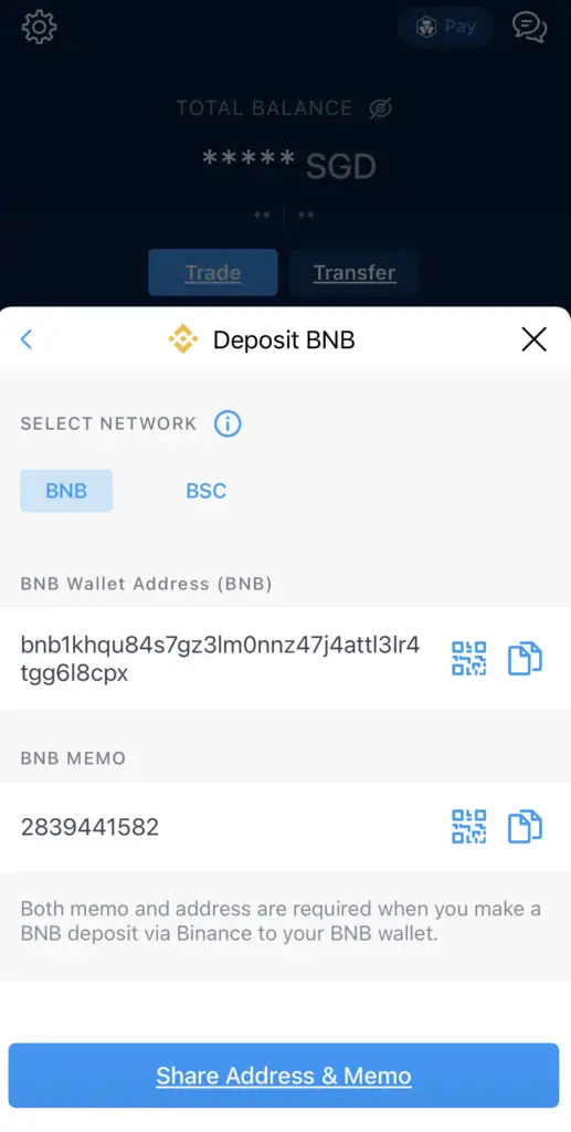 Crypto.com Deposit BNB BEP2 Details