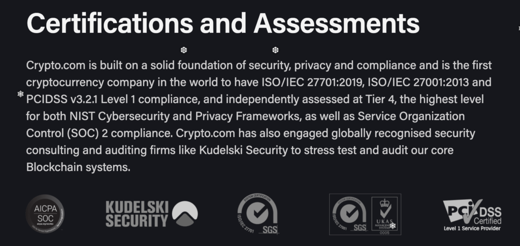 Crypto.com Security Certifications