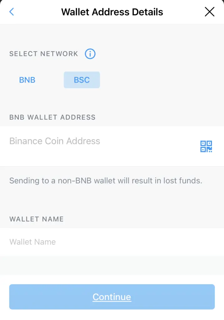 Crypto.com Withdraw BNB BSC