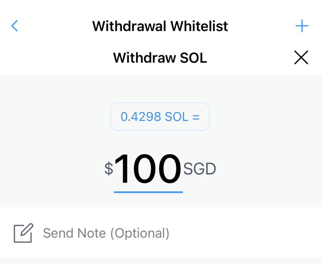 Crypto.com Withdraw SOL Amount