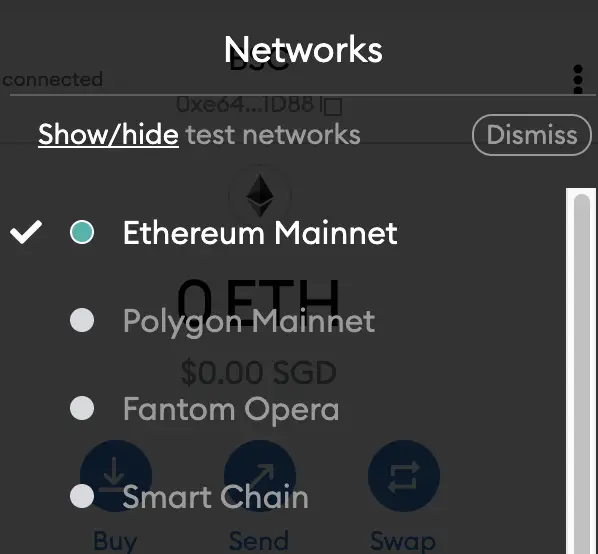Metamask Select Ethereum Mainnet