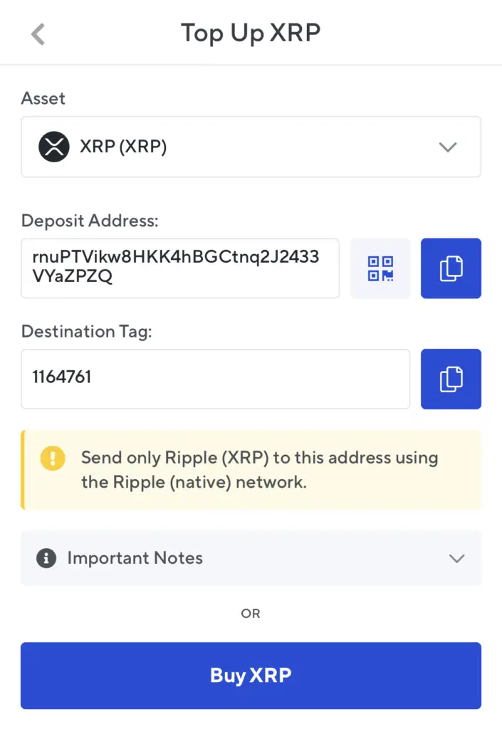 Nexo XRP Deposit Address 2