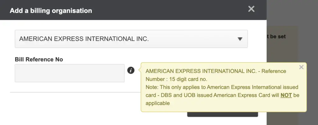 OCBC iBanking Add Credit Card As Bill Reference Number AMEX