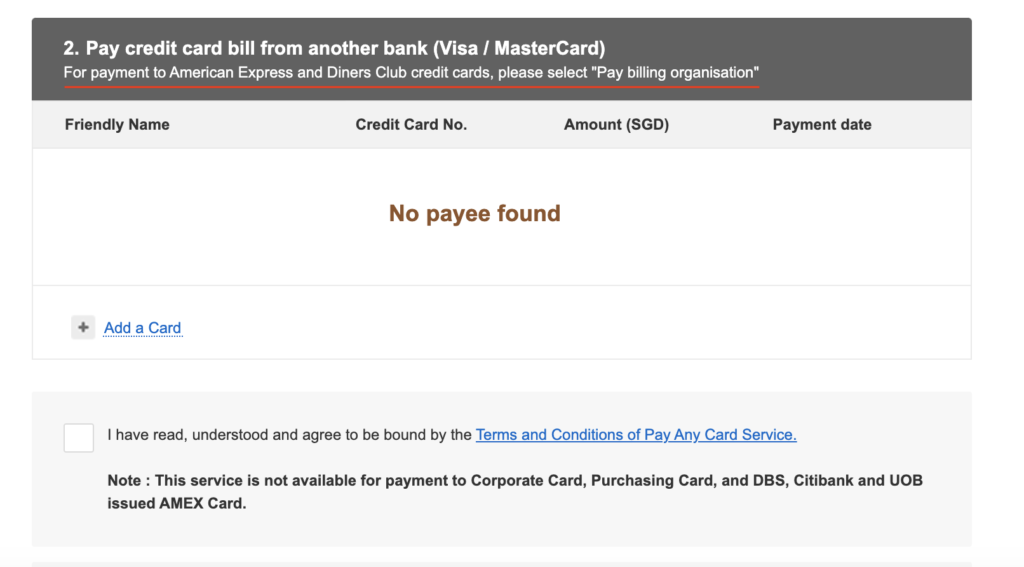 OCBC iBanking Pay Credit Card Bill Does Not Include AMEX