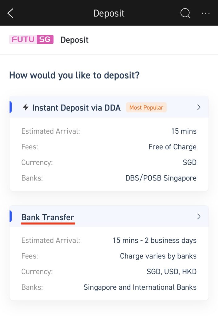 moomoo Select Bank Transfer