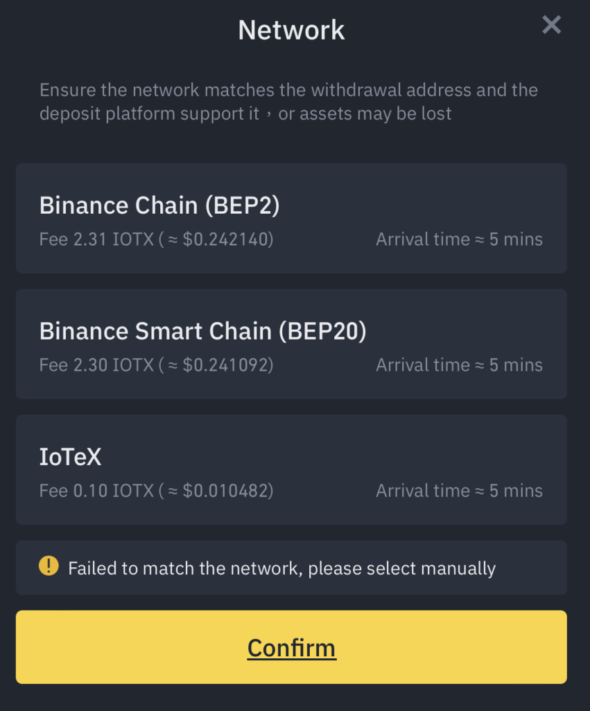Binance IoTeX Networks