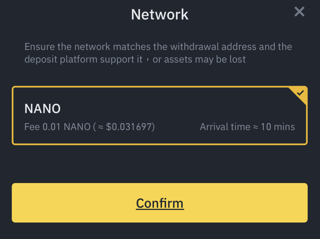 Binance NANO Networks