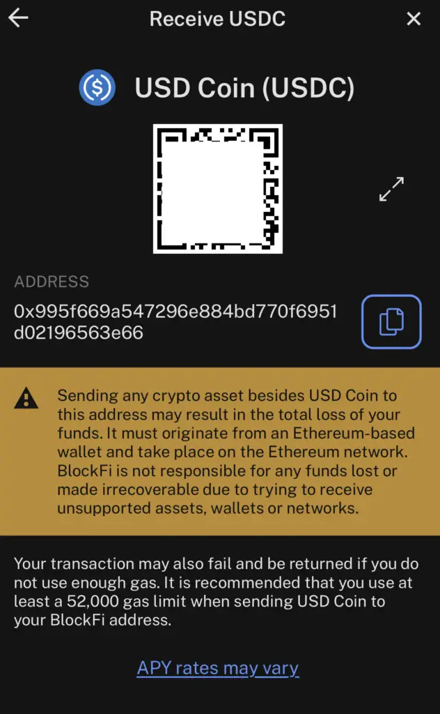 Blockfi USDC Deposit Address