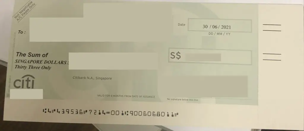 Cheque In Singapore