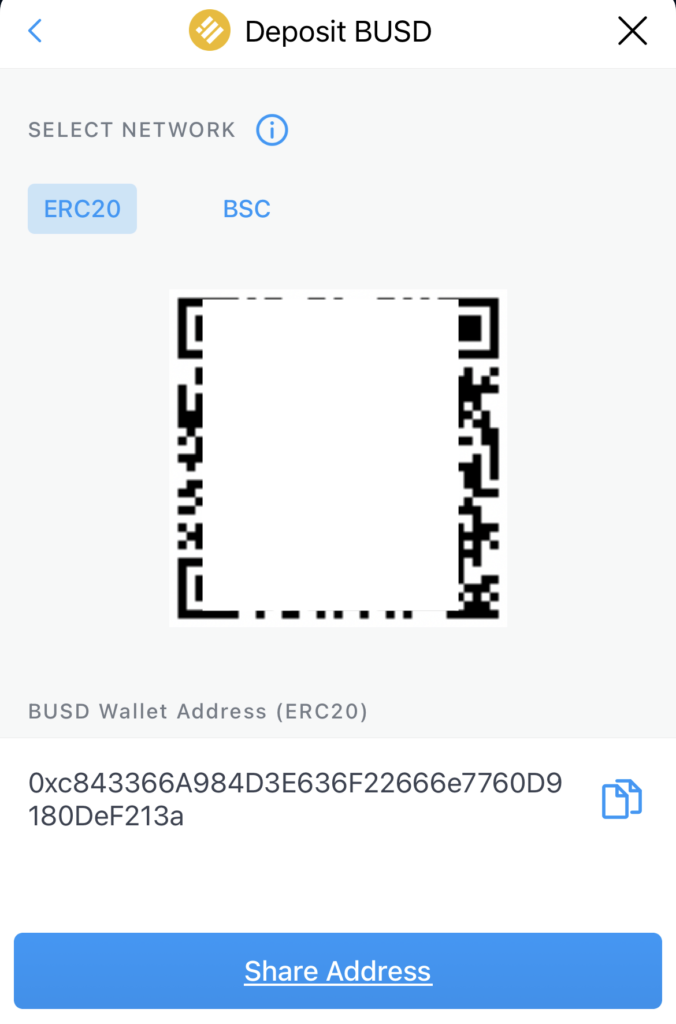 Crypto.com Deposit BUSD ERC20