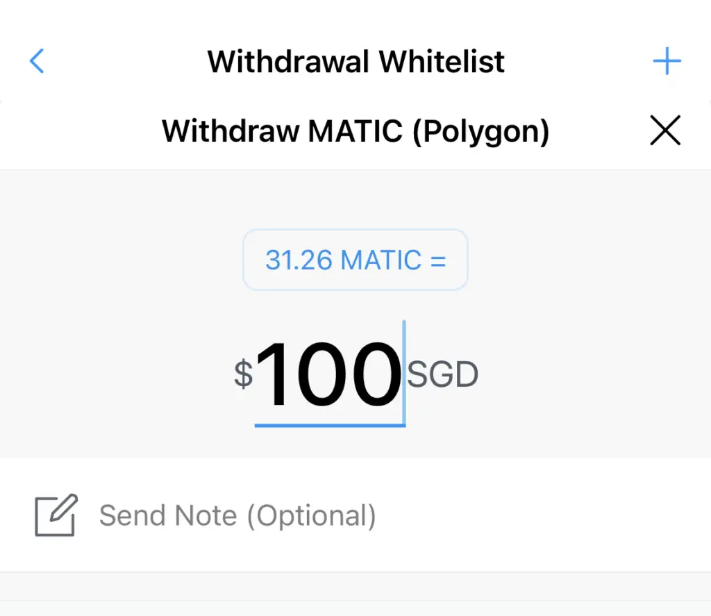 Crypto.com Withdraw MATIC Select Amount