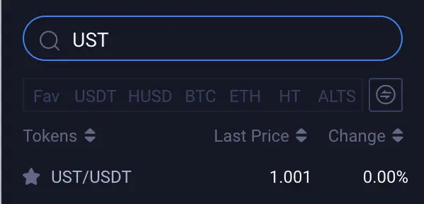 Huobi Search For UST