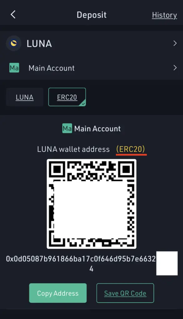 KuCoin LUNA ERC20 Deposit Address