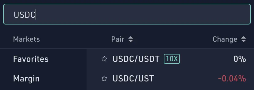 KuCoin USDC UST Trading Pair