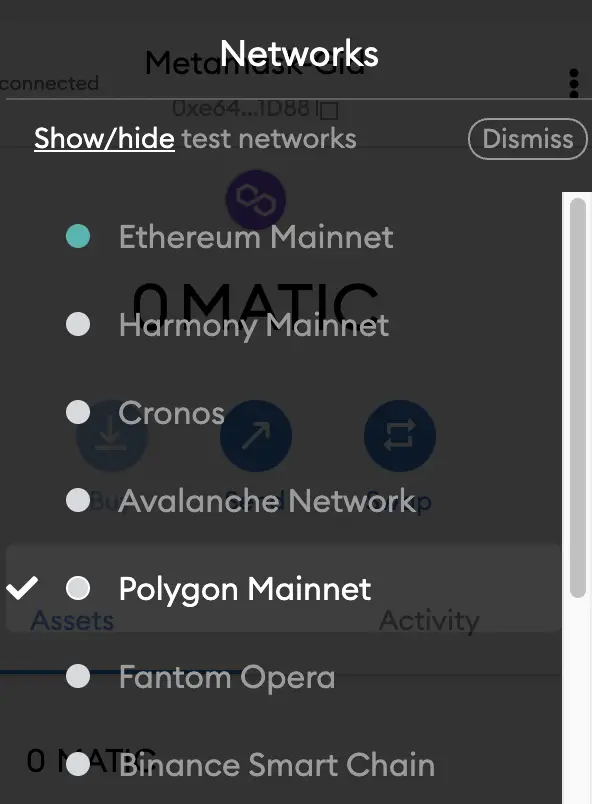 Metamask Select Polygon Mainnet