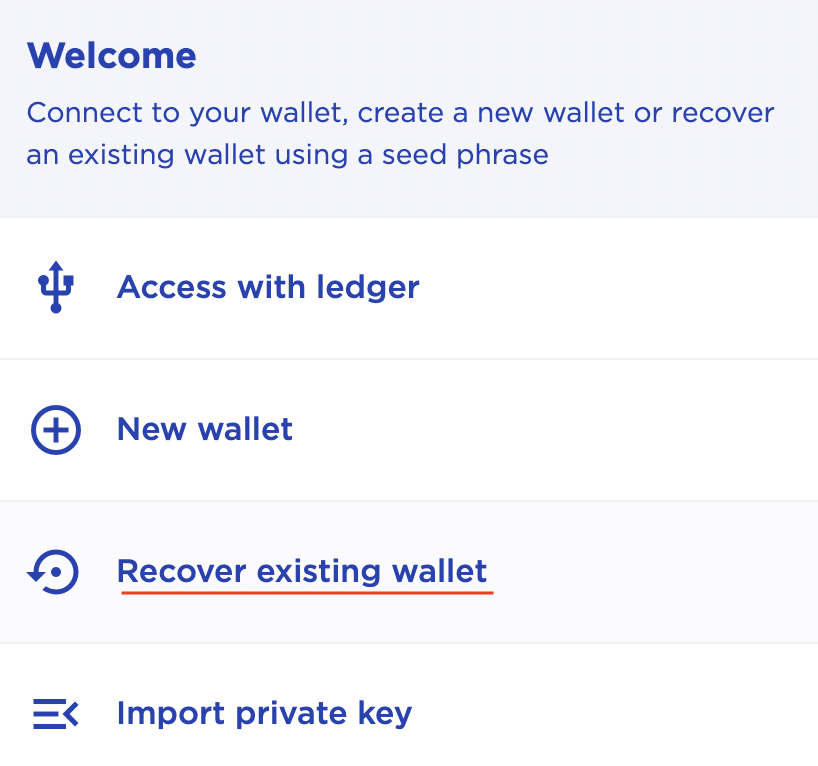 Terra Station Recover Existing Wallet