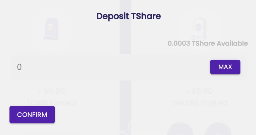 Tomb Finance Stake TSHARE Amount