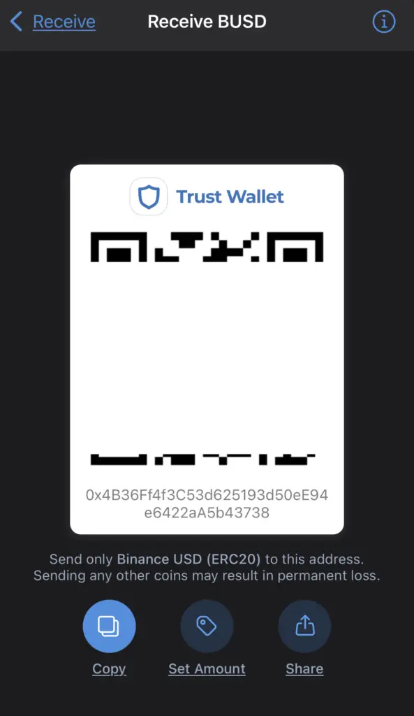 Trust Wallet BUSD BEP20 Deposit Address