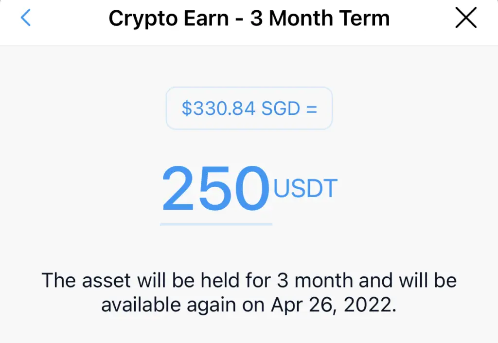 Crypto.com USDT Amount