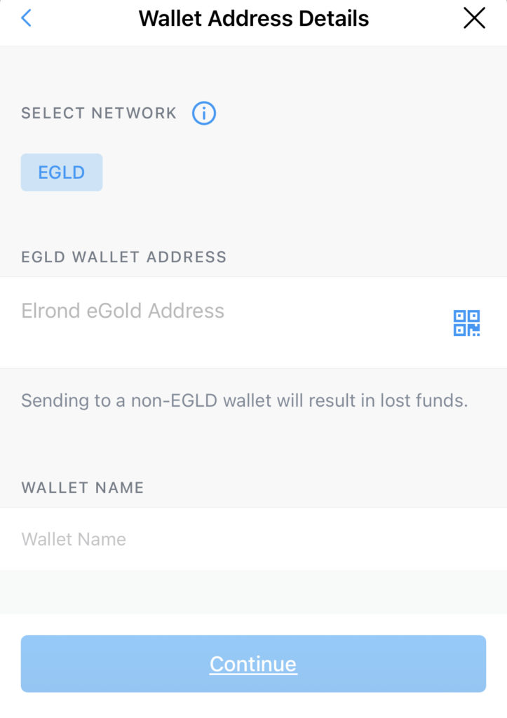 Crypto.com Withdraw EGLD Network