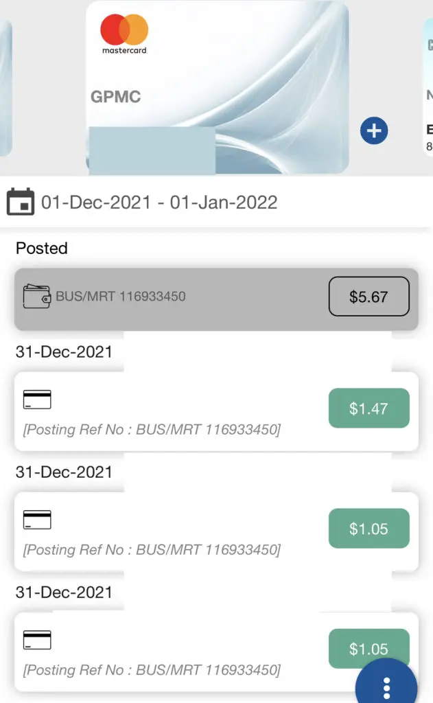 GrabPay Mastercard SimplyGo Transactions
