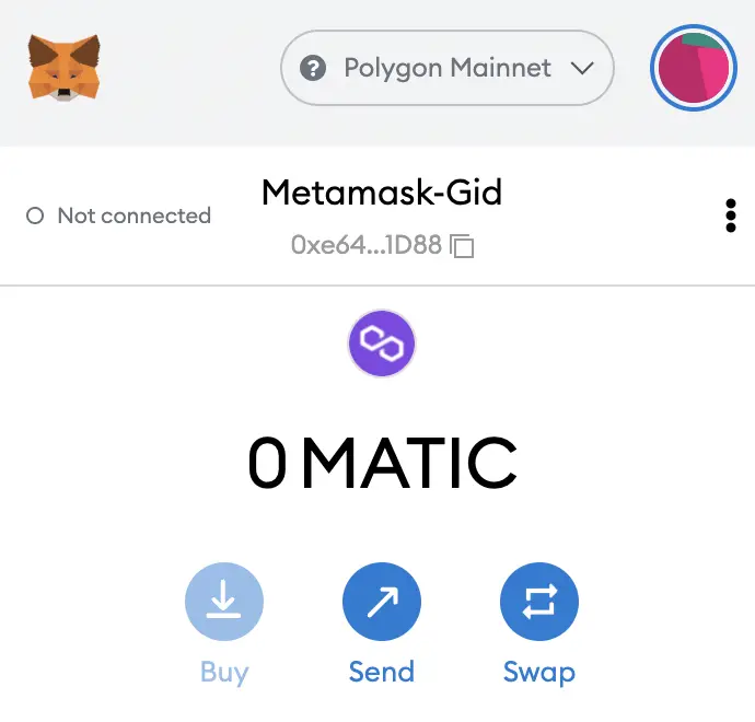 Metamask Polygon Network MATIC Added