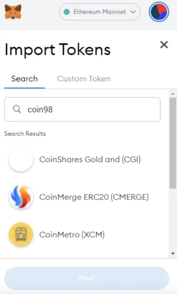 Metamask Search For C98