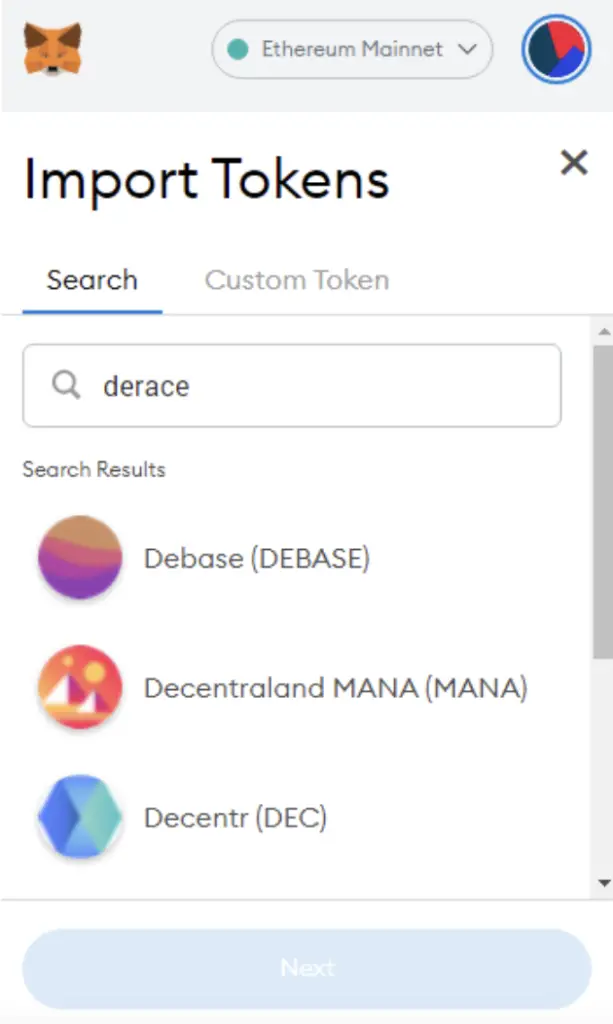 Metamask Search For DERC