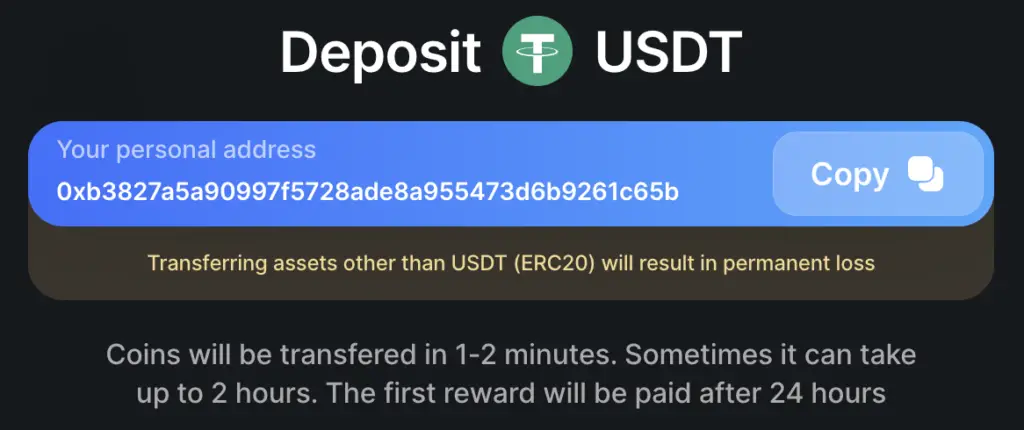 Midas Deposit USDT Address