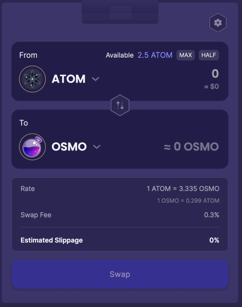 Osmosis Swap ATOM To OSMO