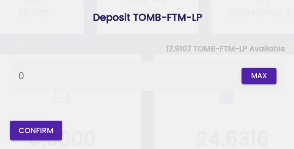 Tomb Finance Deposit TOMB FTM LP Pair