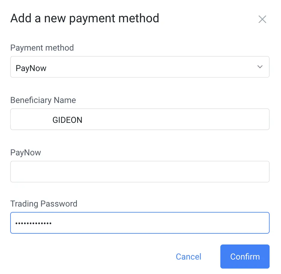 Huobi P2P Add Payment Method