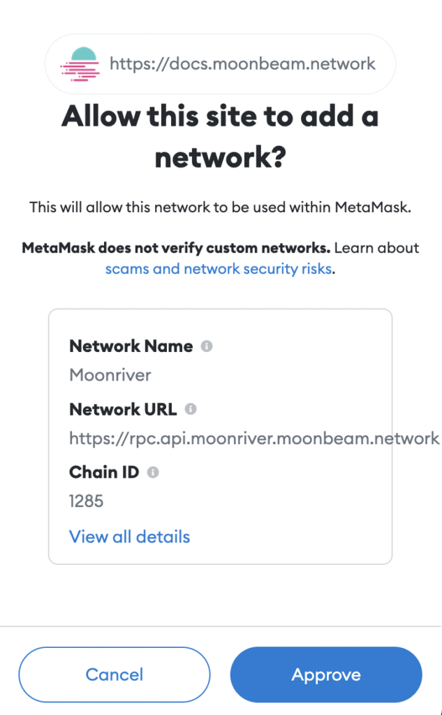 Metamask Add Moonriver Network