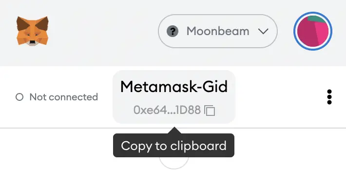Metamask Copy Moonbeam Deposit Address