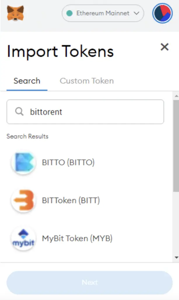 Metamask Search For BTT