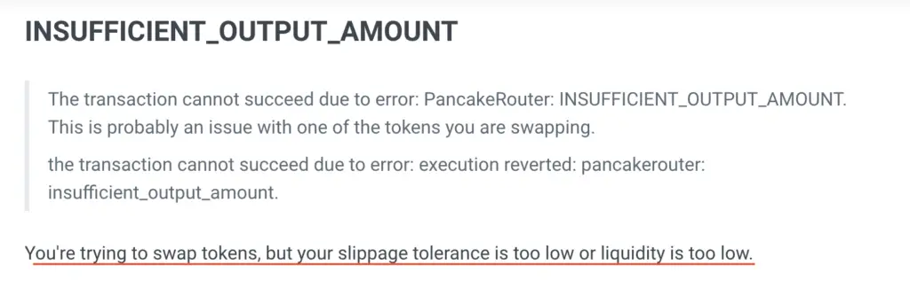 Pancakeswap Documentation Insufficient