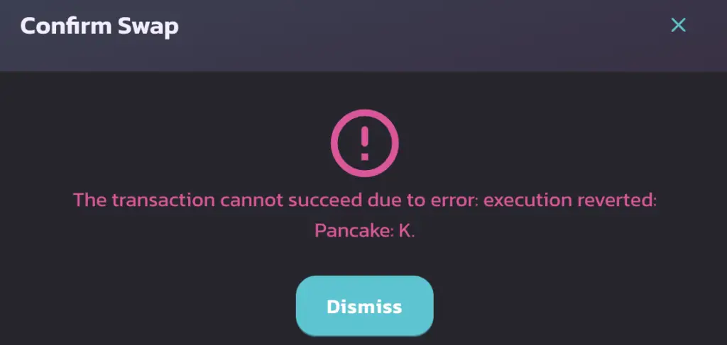 Pancakeswap Pancake K Error