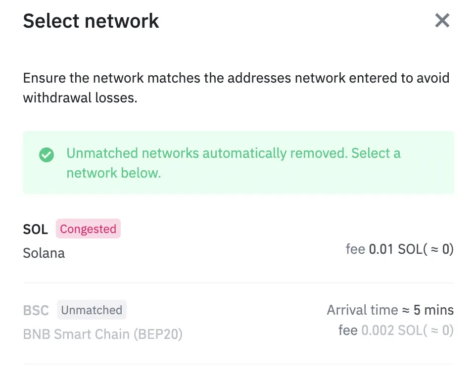 Binance Withdraw SOL Network